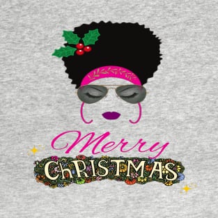 African American Woman Merry Christmas T-Shirt